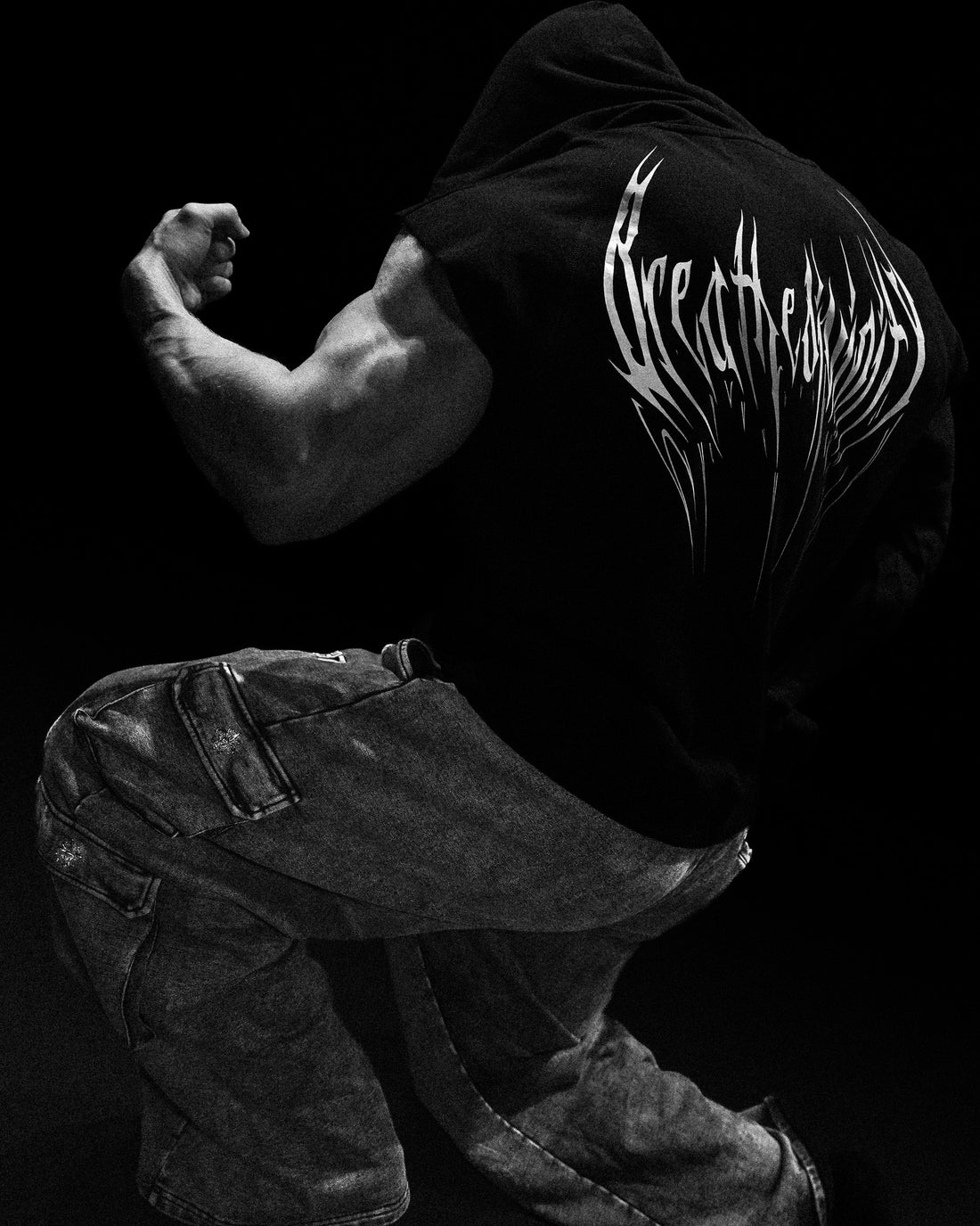 Venom Cutoff Zip-up Hoodie [VOID BLACK]