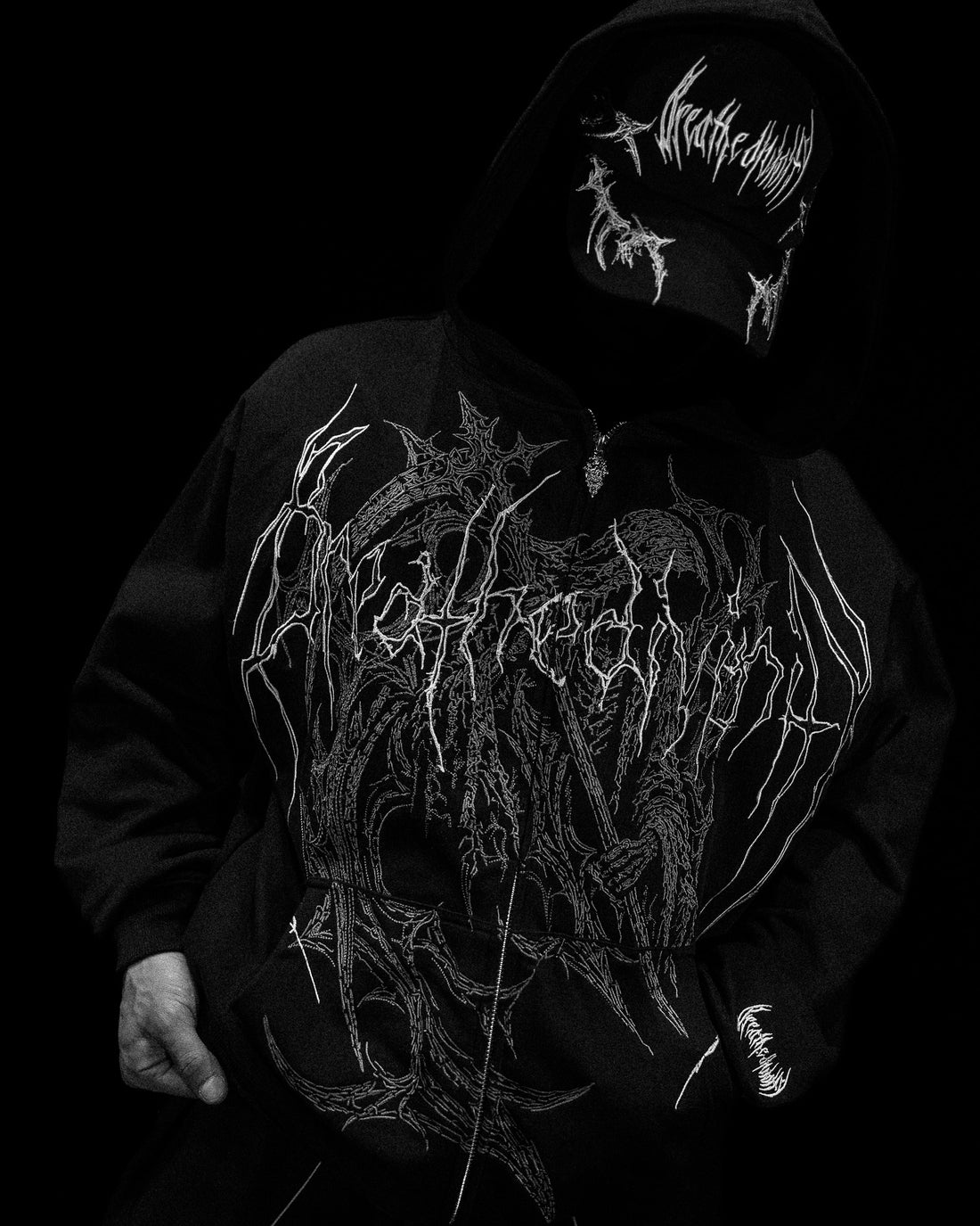 Grim Reaper Embroidered Oversized Zip-up Hoodie [GHOST]