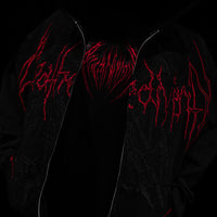 Grim Reaper Embroidered Oversized Zip-up Hoodie [BLOOD MIST]