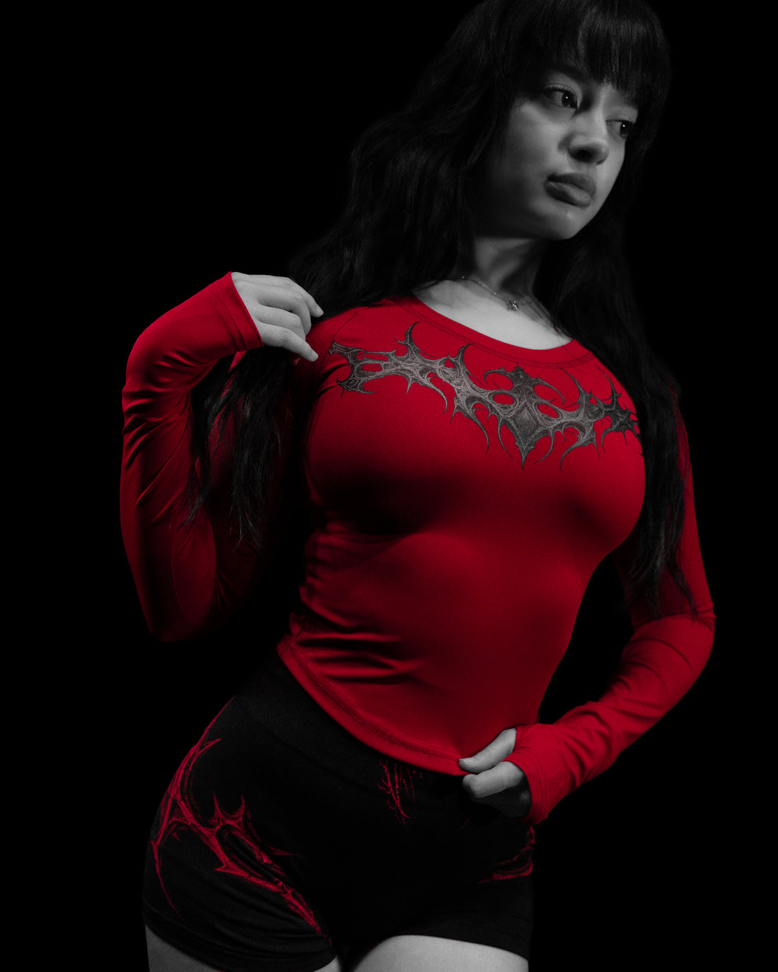 Void Tech™ Cursed Relic Long sleeve compression [CRIMSON RED]