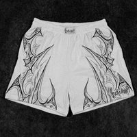 Skeletal Embroidered Bodybuilding mesh shorts [DIVINE WHITE]