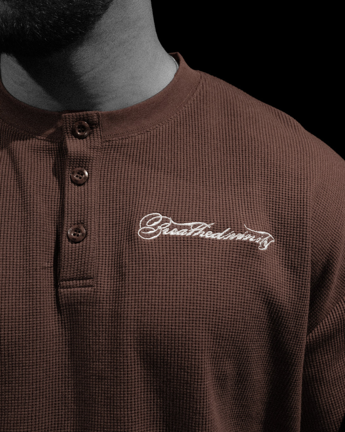 Oversized Elegance Waffle Henley [HAZELNUT]