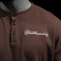 Oversized Elegance Waffle Henley [HAZELNUT]