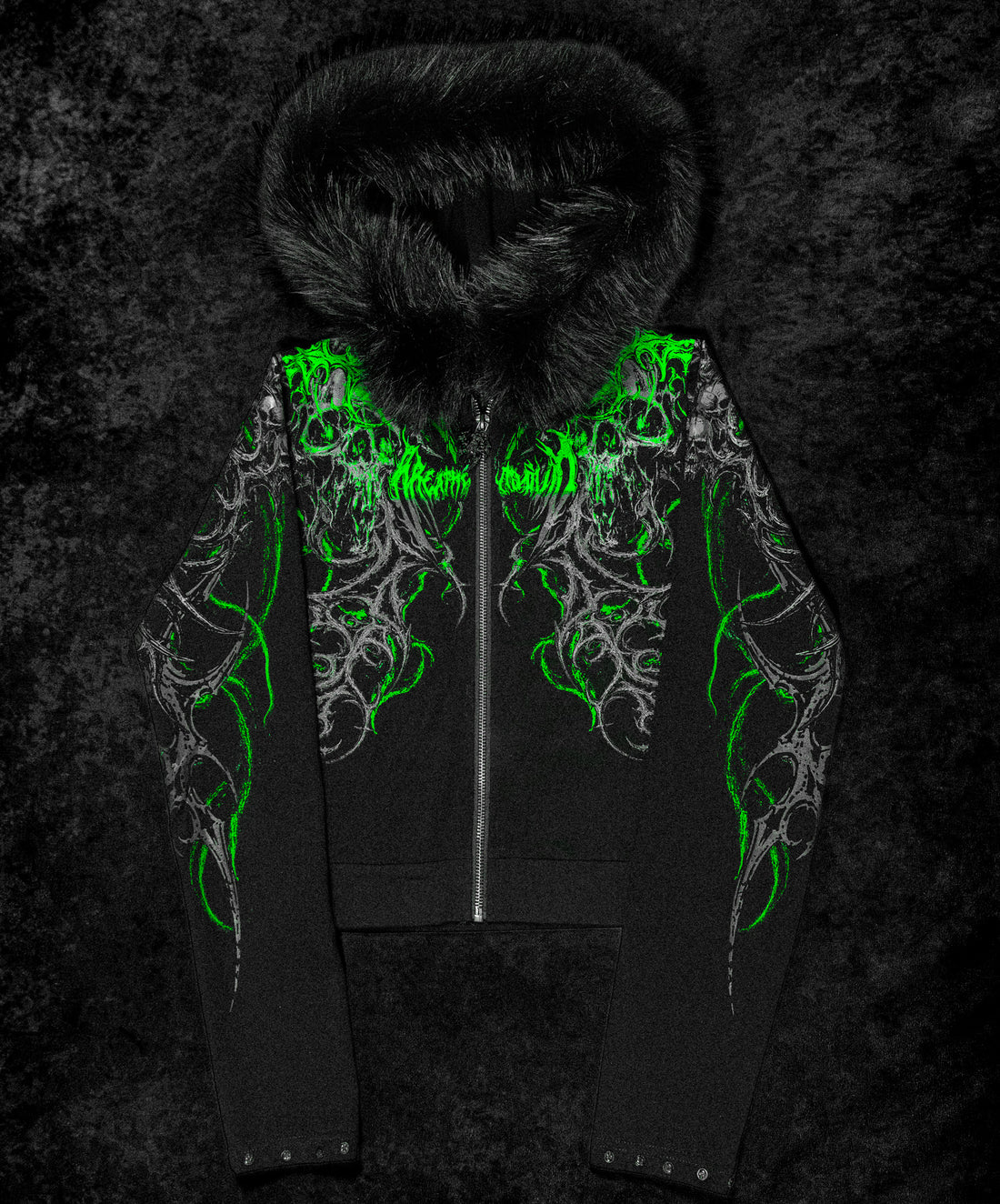 Infernal Faux Fur Lined Zip-Up [GLOW IN THE DARK]