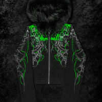 Infernal Faux Fur Lined Zip-Up [GLOW IN THE DARK]