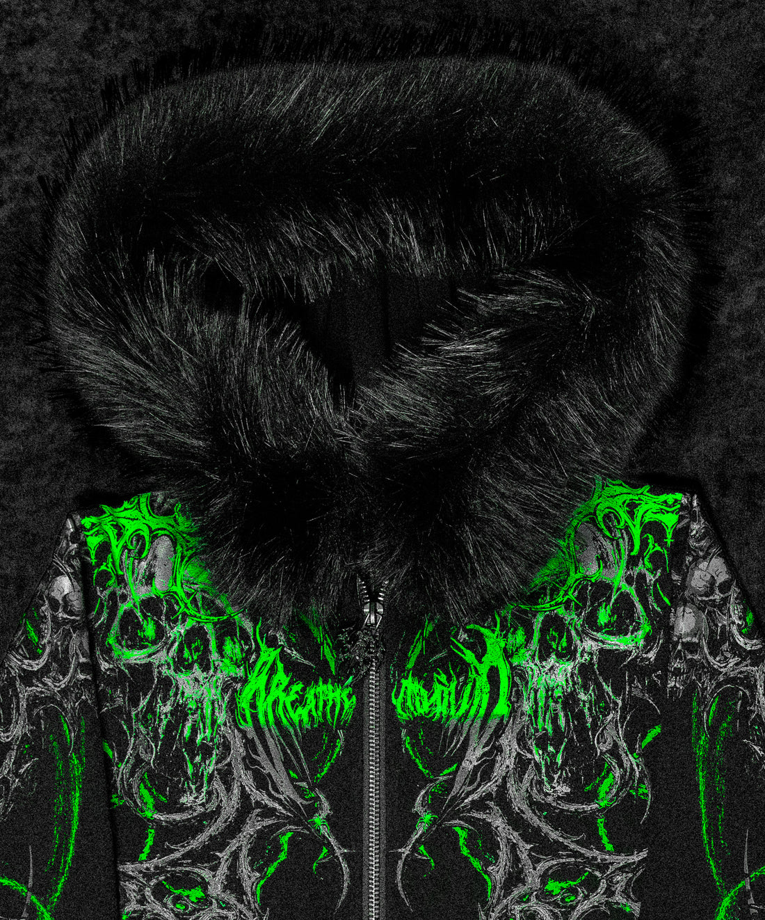 Infernal Faux Fur Lined Zip-Up [GLOW IN THE DARK]
