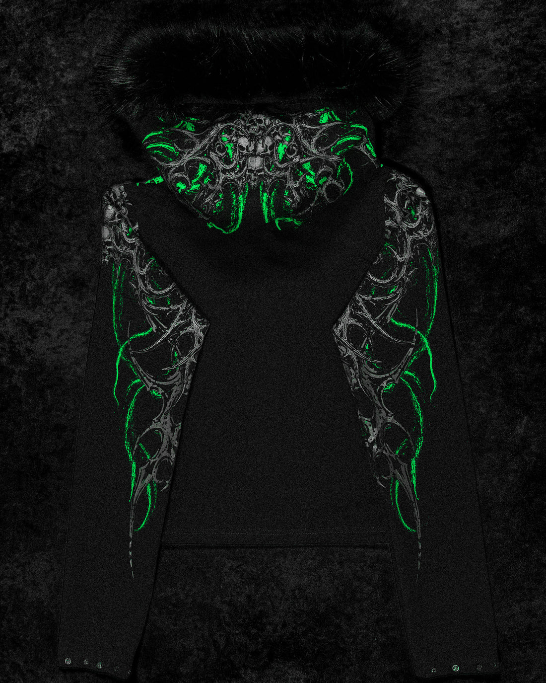 Infernal Faux Fur Lined Zip-Up [GLOW IN THE DARK]