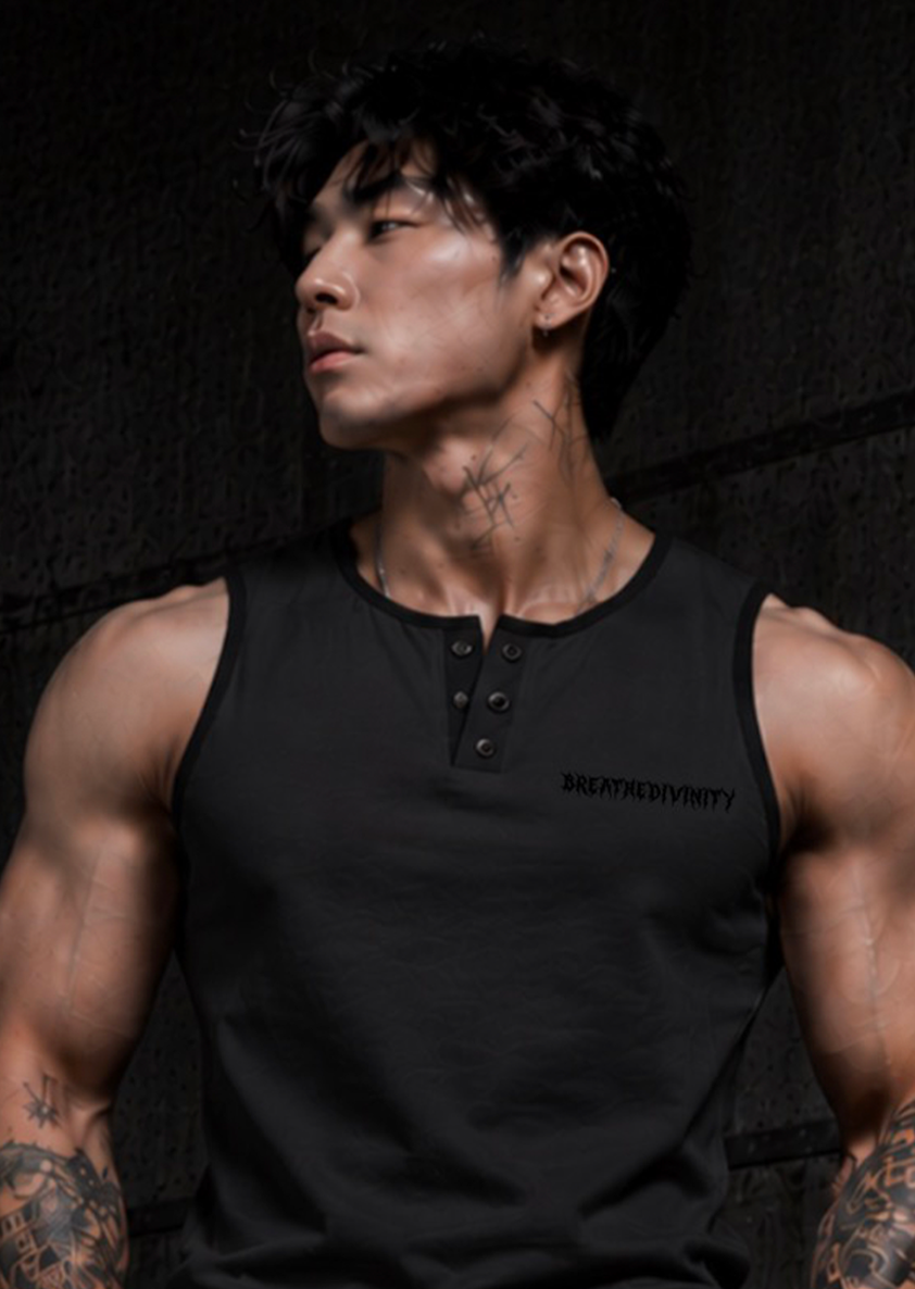 Mens Cut-off Henley [DARKNESS] [MENS AUG COLL 2026]