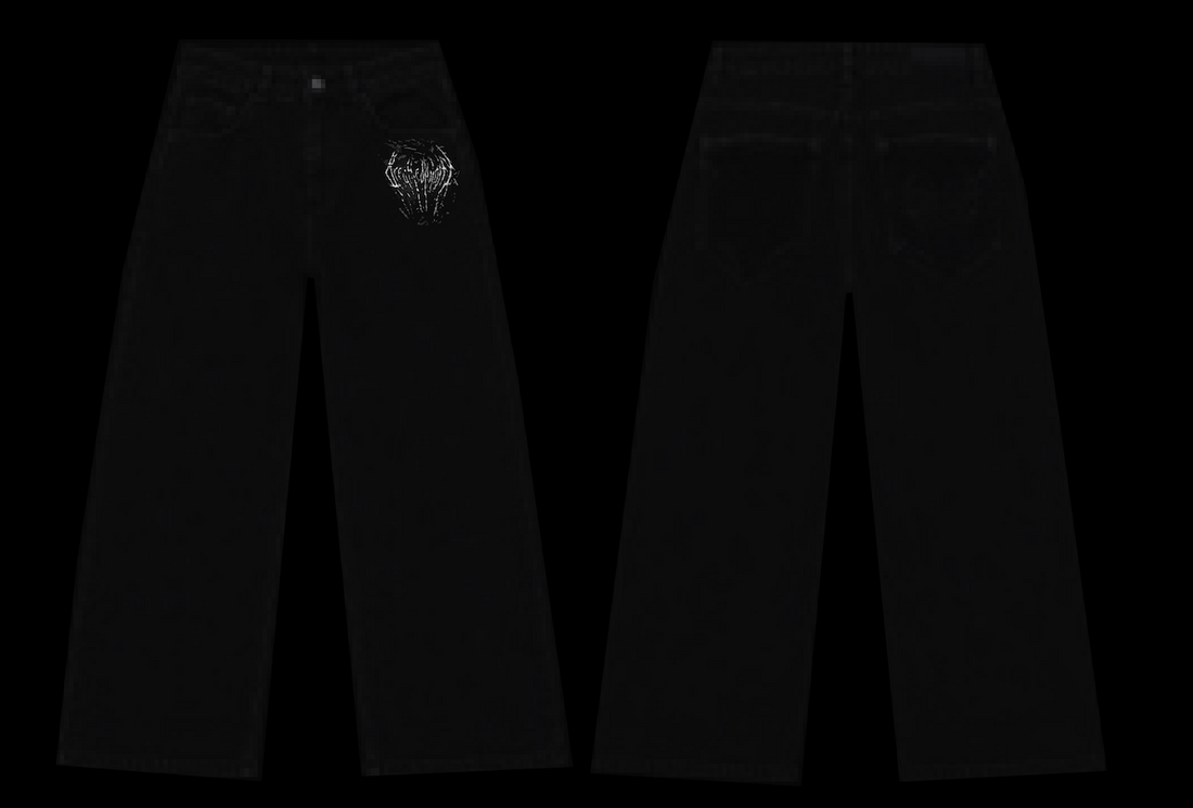 Essential Embroidered Oversized Denim Jeans [DARK GRAY] [MENS AUG COLL 2026]