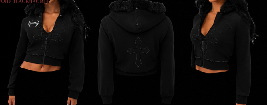 Women's Cropped fitted Zip-up Hoodie [VOID BLACK] [WOMENS AUGUST COLL 2026]