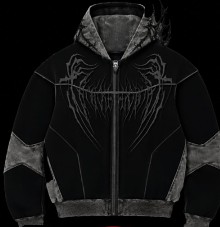 Men's Embroidered Zip-up Hoodie [VOID BLACK] [MEN'S SEPT COLL 2026]